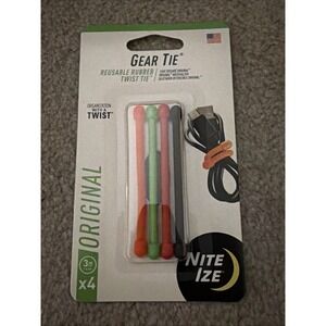 Nite Ize GearTie Reusable 3 in Rubber Twist Tie 4 Pack GT3-4PK-A1 Multi Color